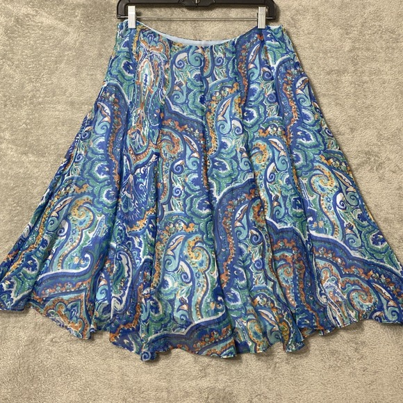 Lauren Ralph Lauren Women's Skirt‎ Multi Color Paisley Chiffon Flowing Lined - Picture 2 of 8